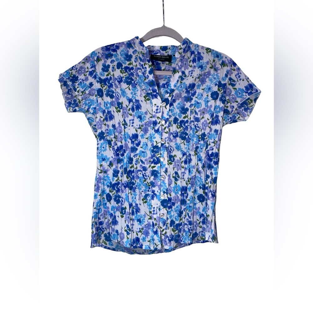 Lemon grass studio purple floral top‎ size S cottagecore, clean girl